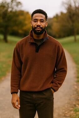 GORPcore Outdoorsy Men's Sz XL Burnt Orange 1/4 Snap Pullover Fleece Sweater